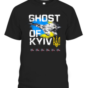 GHOST OF KYIV Ukraine fighter jet T Shirt CAPT black front.jpg