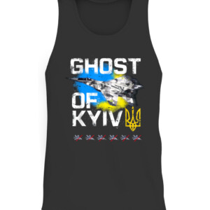 GHOST OF KYIV Ukraine fighter jet T Shirt CATT black front.jpg