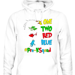 Pre K Teacher Oh The Places One Two Red Blue Fish Reading T Shirt CAUH white front.jpg