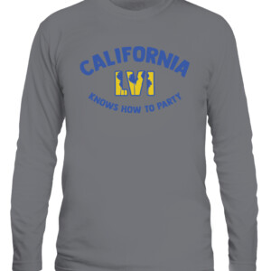 CALIFORNIA KNOWS HOW TO PARTY SHIRT Los Angeles Rams 2022 Super Bowl LVI Champions CALS graphite heather front.jpg