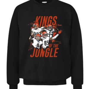 CINCINNATI JUNGLE KINGS SHIRT Ja'Marr Chase Tee Higgins Tyler Boyd JOE BURROW Cincinnati Bengals CACS black front.jpg