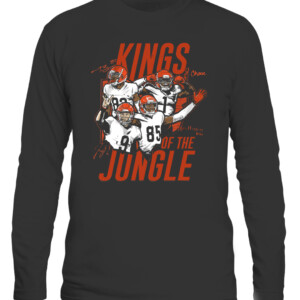 CINCINNATI JUNGLE KINGS SHIRT Ja'Marr Chase Tee Higgins Tyler Boyd JOE BURROW Cincinnati Bengals CALS black front.jpg