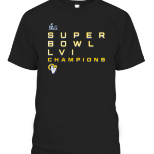 SUPER BOWL LVI CHAMPIONS ROSTER SIGNATURE SHIRT Los Angeles Rams 2022 Super Bowl LVI Champions CAPT black front.jpg