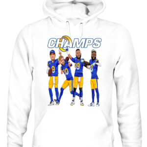 CHAMPS SHIRT Odell Beckham Jr Aaron Donald Cooper Kupp Matthew Stafford Los Angeles Rams 2022 Super Bowl LVI Champions CAUH white front.jpg