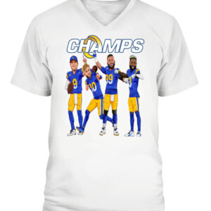 CHAMPS SHIRT Odell Beckham Jr Aaron Donald Cooper Kupp Matthew Stafford Los Angeles Rams 2022 Super Bowl LVI Champions CAVN white front.jpg