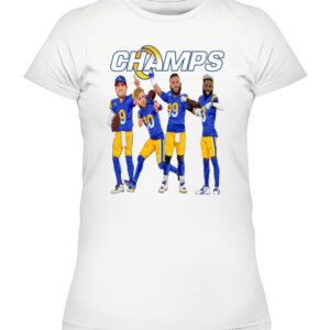 CHAMPS SHIRT Odell Beckham Jr Aaron Donald Cooper Kupp Matthew Stafford Los Angeles Rams 2022 Super Bowl LVI Champions CAWTS white front.jpg