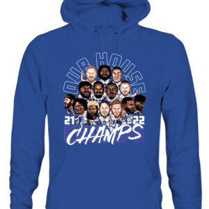 OUR HOUSE 2021 2022 CHAMPS SHIRT Los Angeles Rams 2022 Super Bowl LVI Champions CAUH royal front.jpg