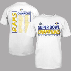 RAMS SUPER BOWL CHAMPIONS ROSTER SHIRT Los Angeles Rams 2022 Super Bowl LVI Champions T Shirt