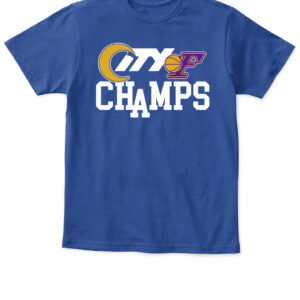 LOS ANGELES CITY OF CHAMPIONS SHIRT Los Angeles Rams & lakers 2022 Super Bowl LVI Champions APKT royal front.jpg