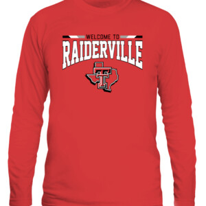 WELCOME TO RAIDERVILLE SHIRT Texas Tech Red Raiders CALS red front.jpg