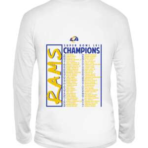 RAMS SUPER BOWL CHAMPIONS ROSTER SHIRT Los Angeles Rams 2022 Super Bowl LVI Champions CALS white back.jpg