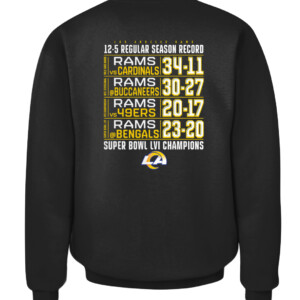 RAMS SUPER BOWL CHAMPIONS SCHEDULE SHIRT Los Angeles Rams 2022 Super Bowl LVI Champions CACS black back.jpg