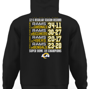 RAMS SUPER BOWL CHAMPIONS SCHEDULE SHIRT Los Angeles Rams 2022 Super Bowl LVI Champions CAUH black back.jpg