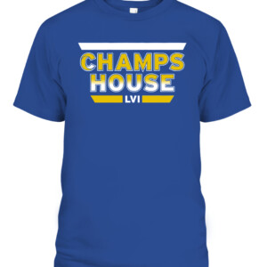 CHAMPS HOUSE SHIRT Los Angeles Rams 2022 Super Bowl LVI Champions CAPT royal front.jpg