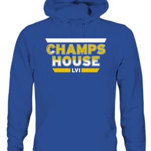 CHAMPS HOUSE SHIRT Los Angeles Rams 2022 Super Bowl LVI Champions CAUH royal front.jpg