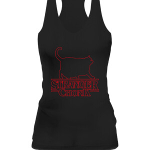 STRANGER CHONK SHIRT Funny Stranger Things chonk cat CAWT black front.jpg
