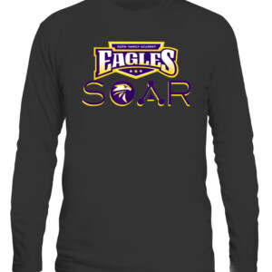E SOAR T Shirt Eagles & Lady Eagles Faith Family Academy Athletics CALS black front.jpg