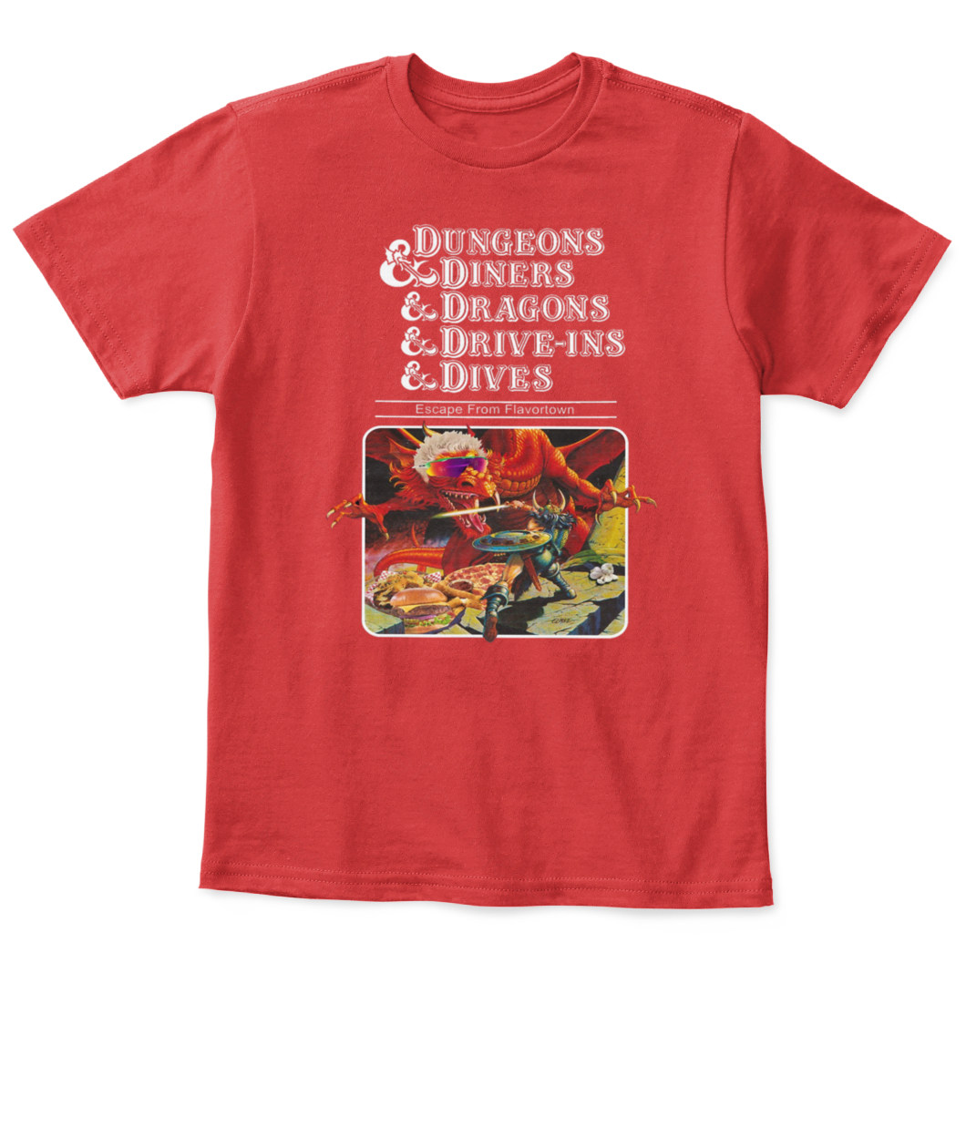 Dungeons & Diners & Dragons & Drive-Ins & Dives Shirt-APKT-red-front.jpg Dungeons & Diners & Dragons & Drive Ins & Dives Shirt APKT red front.jpg