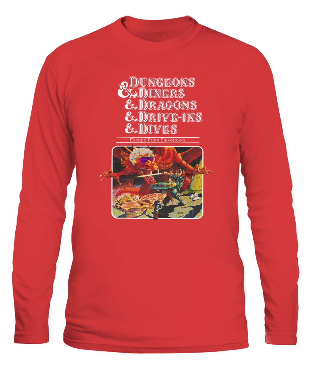 Dungeons & Diners & Dragons & Drive-Ins & Dives Shirt-CALS-red-front.jpg Dungeons & Diners & Dragons & Drive Ins & Dives Shirt CALS red front.jpg