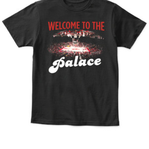 WELCOME TO THE PALACE SHIRT Arkansas Razorbacks Basketball Bud Walton Arena APKT black front.jpg
