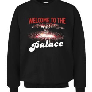WELCOME TO THE PALACE SHIRT Arkansas Razorbacks Basketball Bud Walton Arena CACS black front.jpg