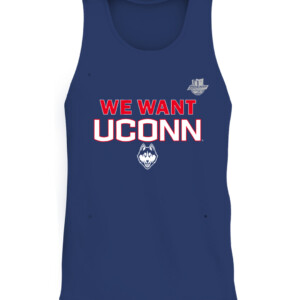 WE WANT UCONN SHIRT UConn Women's Basketball, Connecticut Huskies CATT navy front.jpg