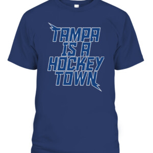 TAMPA IS A HOCKEY TOWN SHIRT Tampa Bay Lightning CAPT navy front 1.jpg