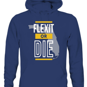 FLEXIT OR DIE SHIRT FLORIDA RESIST Libertarian Party Mises Caucus CAUH navy front.jpg
