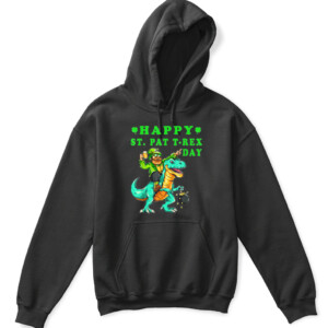 Happy St Pat Trex Day Dino St Patricks Day kids Toddler Boys T Shirt APKH black front.jpg