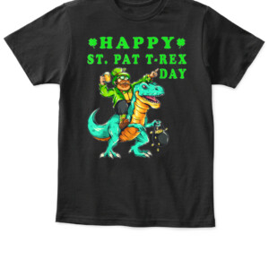 Happy St Pat Trex Day Dino St Patricks Day kids Toddler Boys T Shirt APKT black front.jpg