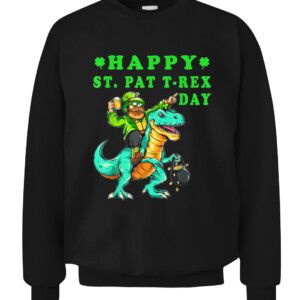 Happy St Pat Trex Day Dino St Patricks Day kids Toddler Boys T Shirt CACS black front.jpg