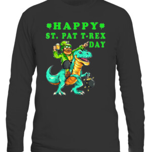 Happy St Pat Trex Day Dino St Patricks Day kids Toddler Boys T Shirt CALS black front.jpg