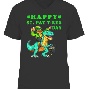 Happy St Pat Trex Day Dino St Patricks Day kids Toddler Boys T Shirt CAVN black front.jpg