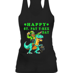 Happy St Pat Trex Day Dino St Patricks Day kids Toddler Boys T Shirt CAWT black front.jpg