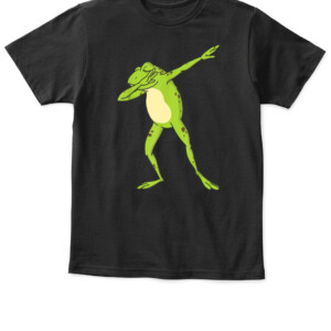 Dabbing Frog For Kids Boys & Girls Funny Animal Dance Gift T Shirt APKT black front.jpg