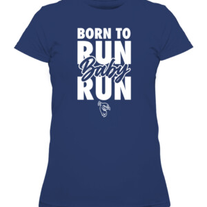 BORN TO RUN BABY RUN SHIRT #StrutUp, Saint Peter's Peacocks CAWTS navy front.jpg