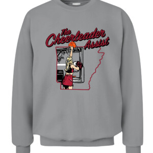 THE CHEERLEADER ASSIST SHIRT BELLA SHELLEY, Arkansas Razorbacks CACS sport grey front.jpg