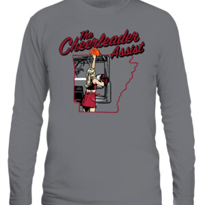 THE CHEERLEADER ASSIST SHIRT BELLA SHELLEY, Arkansas Razorbacks CALS graphite heather front.jpg