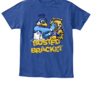 Busted Bracket Shirt #StrutUp, Saint Peter's Peacocks APKT royal front 1.jpg