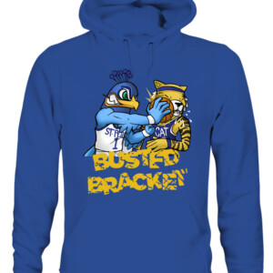 Busted Bracket Shirt #StrutUp, Saint Peter's Peacocks CAUH royal front 1.jpg
