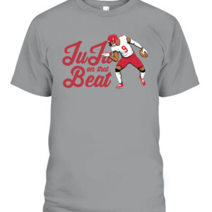 JUJU ON THAT BEAT 2022 SHIRT JuJu Smith Schuster, Kansas City Chiefs CABT sport grey front.jpg