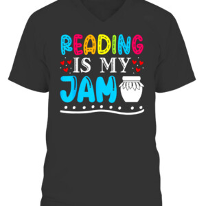 Reading Is My Jam Kids Teacher I Love to Read Books Lover T Shirt CAVN black front.jpg