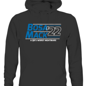 BOSA MACK '22 A QB'S WORST NIGHTMARE SHIRT JOEY BOSA AND KHALIL MACK, Los Angeles Chargers CAUH black front.jpg