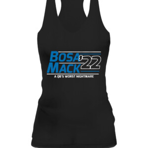 BOSA MACK '22 A QB'S WORST NIGHTMARE SHIRT JOEY BOSA AND KHALIL MACK, Los Angeles Chargers CAWT black front.jpg