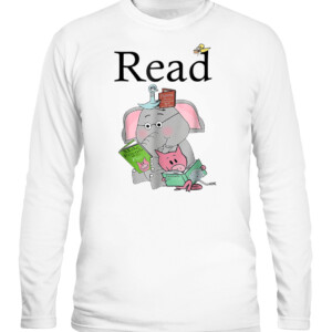 Teacher Library Read Book Club Piggie Elephant Pigeons T Shirt CALS white front.jpg
