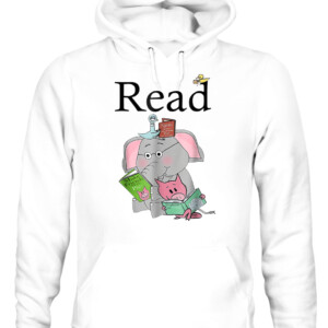 Teacher Library Read Book Club Piggie Elephant Pigeons T Shirt CAUH white front.jpg