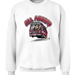 ALL ABOARD MUSS BUS SHIRT Eric Musselman, Arkansas Razorbacks CACS white front.jpg