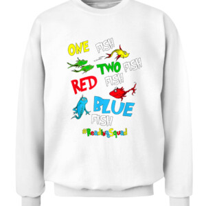 Reading Teacher Squad One Two Red Blue Fish Funny T Shirt CACS white front.jpg