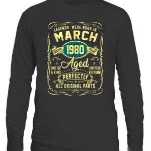 Legends Were Born In March 1980 42Th Birthday 42 Year Old T Shirt CALS black front.jpg