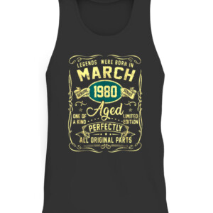 Legends Were Born In March 1980 42Th Birthday 42 Year Old T Shirt CATT black front.jpg